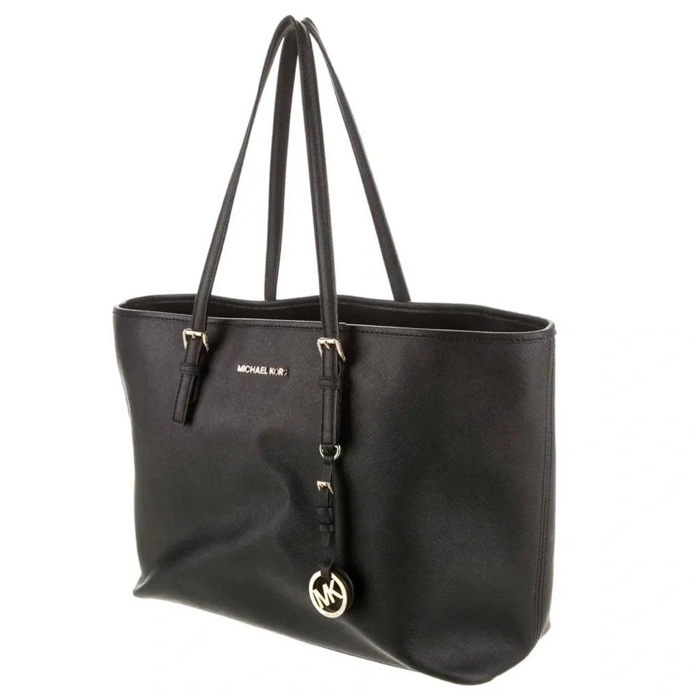 MICHAEL KORS • Saffiano Black Leather Tote Bag Purse - Picture 3 of 10